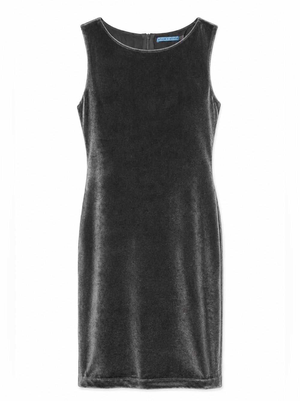 NWT ALICE + OLIVIA Charcoal Gray Velvet Mini Cocktail Dress With Open Lace Back